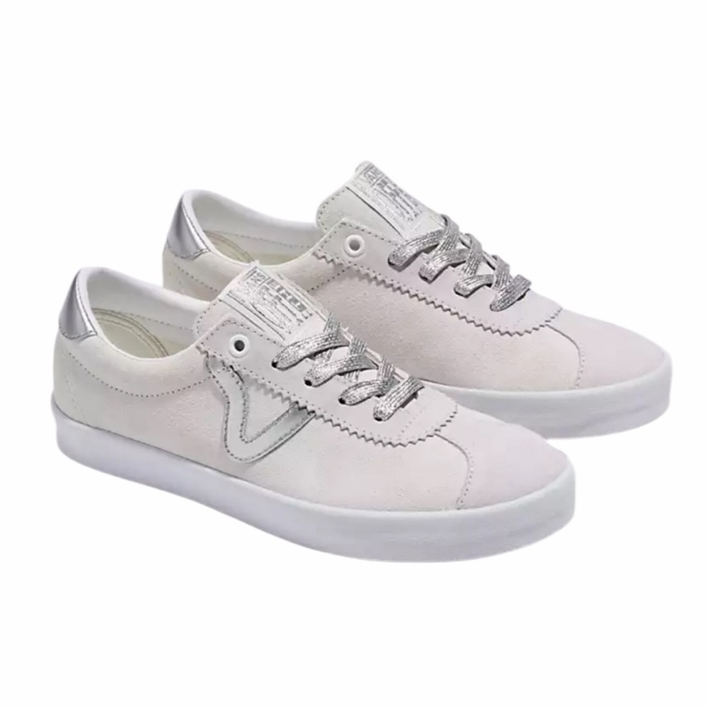 Vans Metallic Silver White Sport Low‎ Sneaker Unisex Women 5